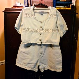 🌻VINTAGE LA BLUES WHITE WASH DENIM LACE OUTFIT🌻